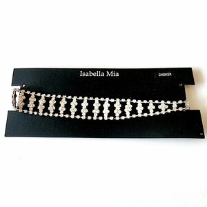 Isabella Mia Rhinestones Silver Choker Necklace